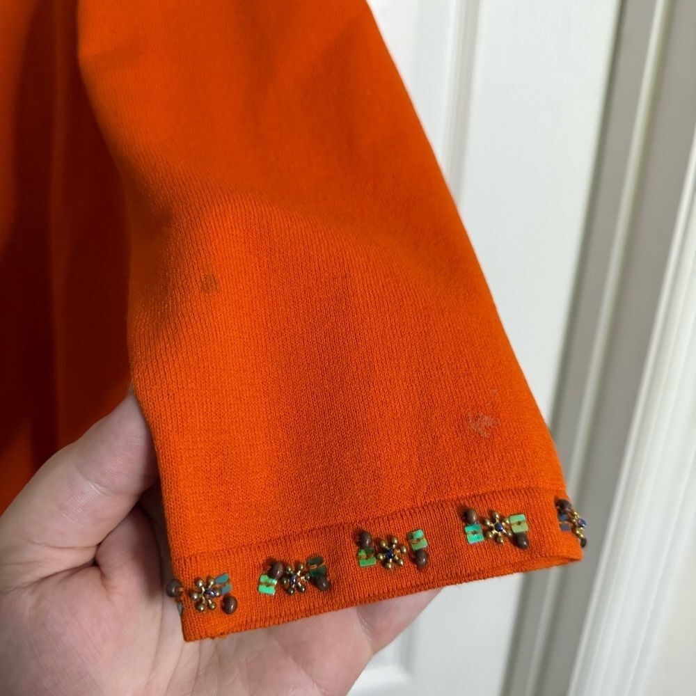 Just Be Vintage Orange Embroidered Beaded Blouse XL - Picture 4 of 6